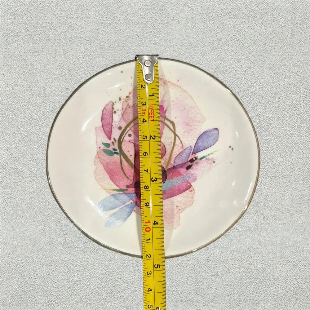 Anthropologie Emily Jeffords Monogram Trinket Dish Letter B Watercolor Gold Rim